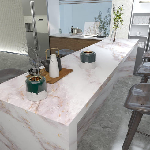 Marble Contact Paper for Countertops Marble Wall Paper Matte Peel and Stick Wallpaper Removable Self Adhesive Granite Vinyl Film Waterproof Roll 15.7 79 Thick, Easy to Clean & Install White/Gold by Cohoo Home
