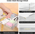 OTraki 3 Packs Under Desk Drawer Organizer, Clear Plastic Storage with Slide Out Drawer, Self-Adhesive