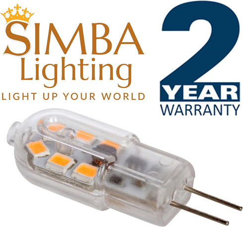 Simba Lighting LED G4 Bulb, 5 Pack, 1.5W T3 20W Halogen Replacement, 12V AC/DC, Soft White 3000K