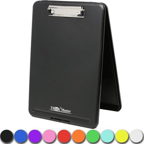 Think2Master Black Plastic Storage Clipboard, 25% Heavier & Sturdier, Storage Compartment Holds 150 Letter Sized Paper