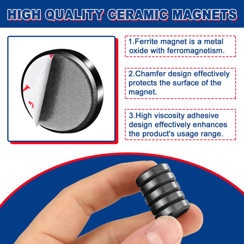 Small Magnets with Adhesive Backing - 50Pcs Round Disc Ceramic Magnets for Crafts, 0.71x0.12inch
