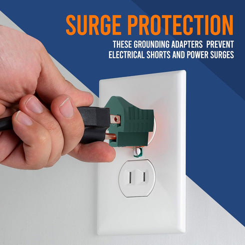 3-Prong to 2-Prong Grounding Adapter Plug, 2 Piece for Wall Outlets, Converters for Outlets, Electrical, Household,