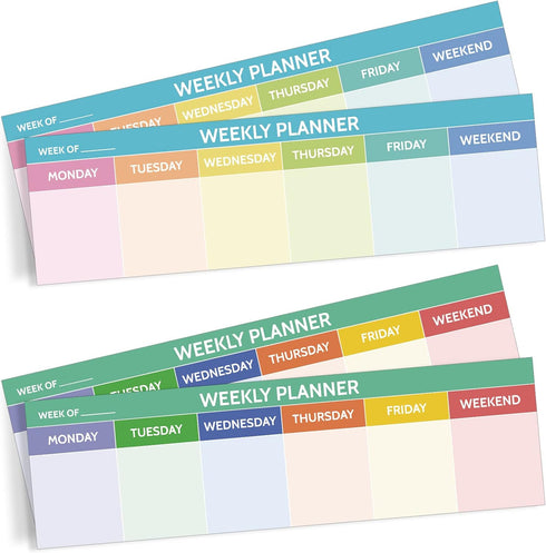 Weekly Planner Notepad, 200 Sheets, 2.8 x 9.5 Inch, Colorful Tear Off Calendar Pad for Office School Reminder Sticky Pad