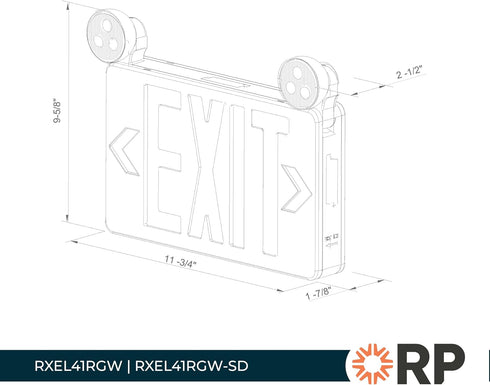 RP Lighting + Fans Pike Dual Color LED Exit Sign with Self-Diagnostic Option - White