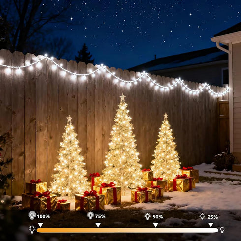 800 48FT 8 Cluster Christmas Lights, LED Warm White Cluster Lights, Twinkle Christmas Tree Outdoor Waterproof