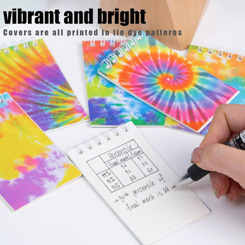Koogel 24PCS Mini Tie Dye Notepads, Blank Mini Notebooks for Kids Spiral Mini Notebook Pastel Art Party Small Notepad for Tie Dye Birthday Party Favors Unruled by Koogel