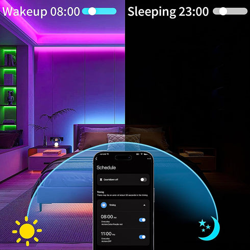 50FT, KSIPZE LED Strip Lights RGB LED Lights for Bedroom, Smart APP Control LED Lights, Music Sync, DIY Multiple