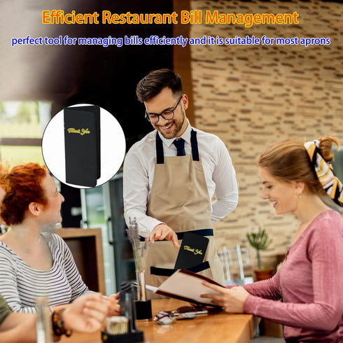 WFD.L Restaurant Check Presenter Leather Guest Order Server Book Organzier with Money Pocket Card Bill Holder Checkbook