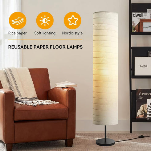 Beufee 2pcs Floor lampshade for Living Room, Reusable Paper Lamp LED Column Lmp Corner for Bdroom only lampshade