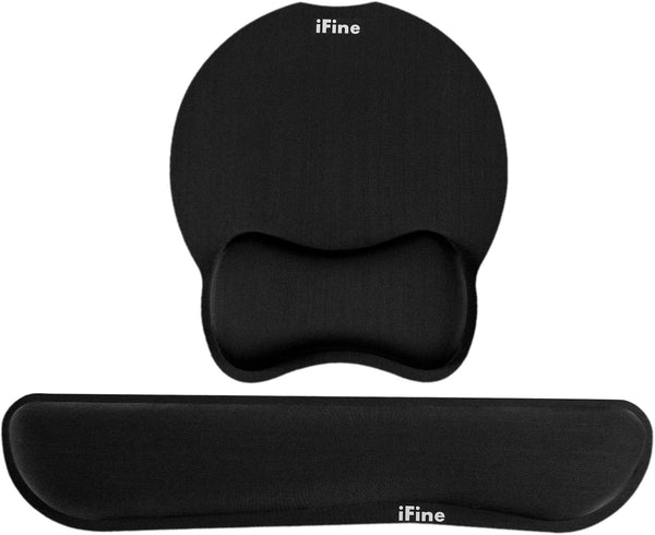 iFine Upgrade Enlarged Superfine Fiber Memory Foam Ergonomic Mouse Pad & Keyboard Wrist Rest for Desktop, Laptop