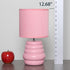 LT1168-RPK 12.68" Simple Designs Chic Glow Mini Stacked Ceramic Table Lamp, Monochromatic Fabric Shade, Small Accent
