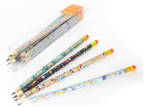 Channie's Number 2 Floral Pencil Set, Colorful Pencils with Floral Design for Sketching, Pack of 12