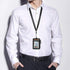 Black Genuine Leather Badge Holder with Zipper, RFID Keychain Wallet Neck Lanyards and Swivel Hook for Card/Coin/Cash