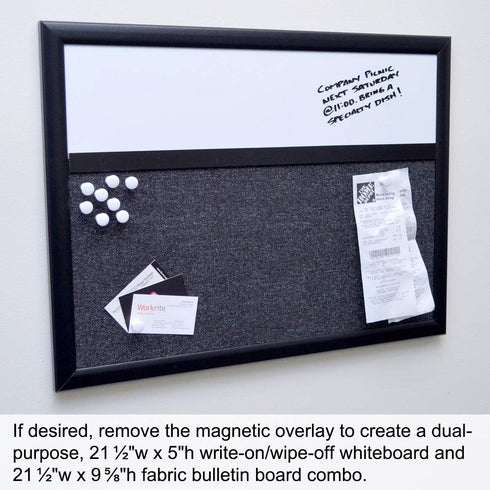Ultimate Office Fabric Bulletin Board 24 x 18 Memo Board PLUS with 3 Photo Frames and Jumbo Pushpins