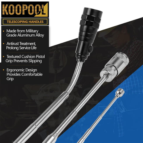 Set, Telescoping Magnetic Pickup Tool Inspection Mirror Telescoping, LED Flashlight, Cool Gadgets for Men, Stocking