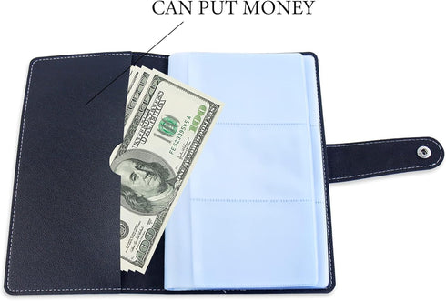lizimandu Business Card Holder Book - PU Leather Organization Binder for Men & Women, Holds Up to 96 Cards (1-Black)