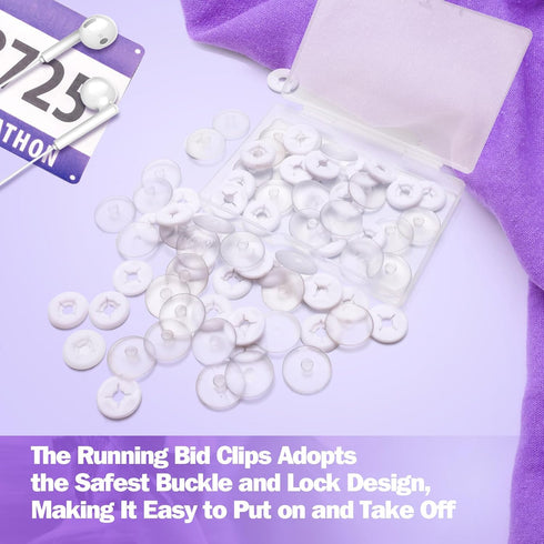 40P Coolrunner Running Bib Clips, Clear Race Number Buckle, Race bib Clips Fixing System Triathlon Race Bib Holder
