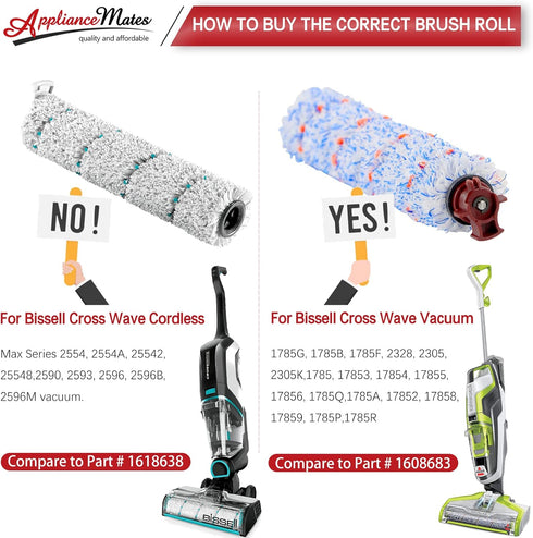 Cross Wave Replacement for Bissell CrossWave Pet Pro 1785, 3 Pack Multi-Surface Brush Rolls + Filters