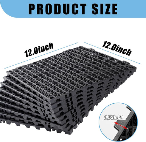 EVANCENT 12 12 12 Pack x Drainage Interlocking Floor Tiles, Non-Slip Pool Deck Drain Mats for Flooring, Soft PVC