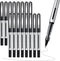 Rollerball Pen Set 16 Pack 0.5mm, Extra Fine Point Black Liquid Gel Ink for Writing, Office, School Supplies