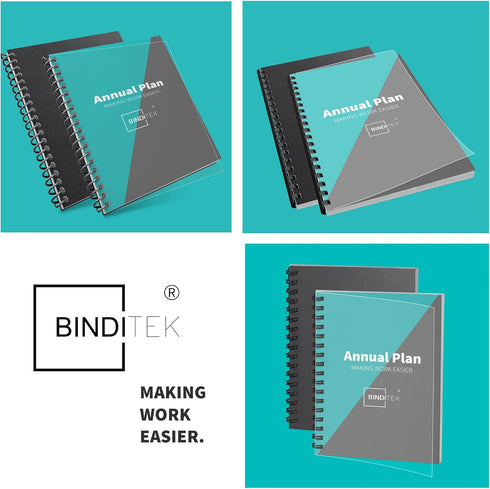 Binditek 200 Pack Binding Covers and Backs Set, 8.5 x 11 Inches, 100 Pcs 10 Mil Clear PVC Binding Covers, 100 Pcs 12
