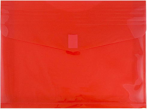 JAM PAPER Plastic Expansion Envelopes with Hook & Loop Closure - Letter Booklet, Red, 12/Pack