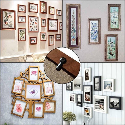 160 Pieces Metal Picture Frames Turn Button Fasteners with 160 Pieces Screws Photo Frame Hanging Hangers for Photos Picture and Drawing Crafts Posters Black Pictures Frame Hardware Backing Clip