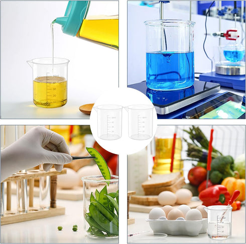 1.7 Oz Transparent Lab Measuring Cup, 50ml Plastic Beaker Cups, 12 Pcs for Science Experiments