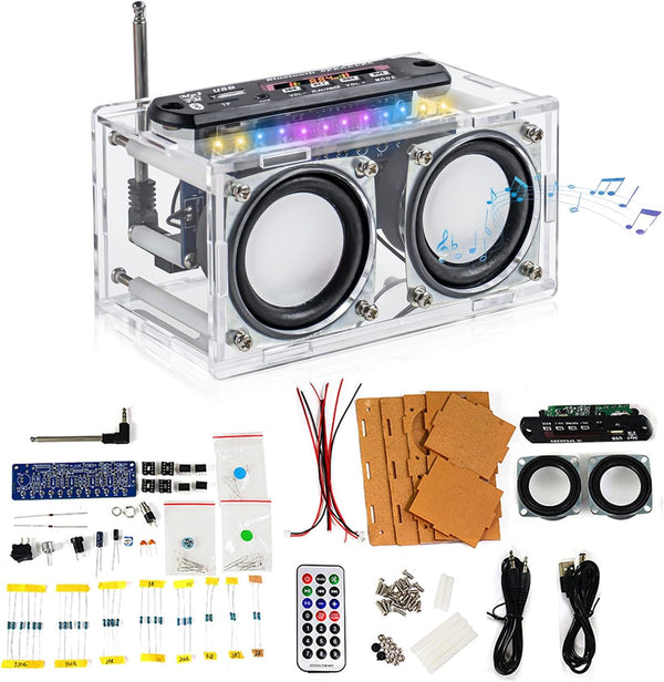 diymore DIY Bluetooth Speaker Kit Radio Soldering Practice Kit,Dual Speakers & Remote Control,for