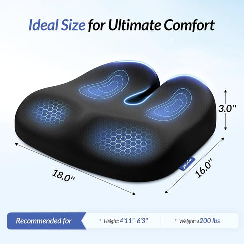 Tailbone ZIKEE Ergonomic Seat Cushion with Thigh Slope for Long Sitting, Memory Foam Office Chair Cushion for Car