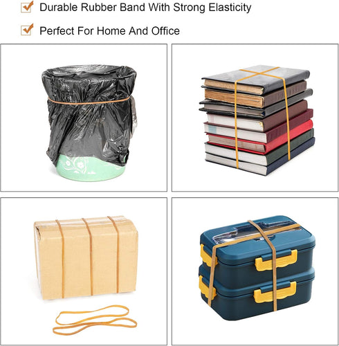 Large Rubber Bands 150pcs - Strong Elastic Rubber Bands for Office Supply, Trash Can, File Folder, Perfect for Home