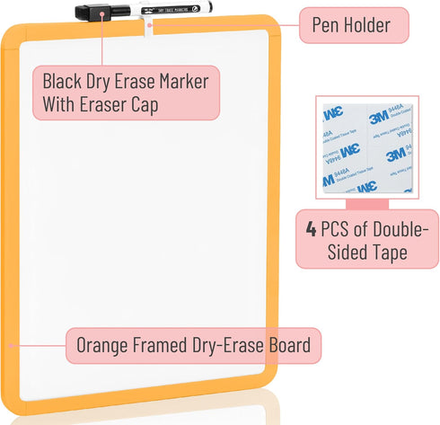 Mr. Pen- Dry Erase Board, 14” x 11” with a Black Dry Erase Marker, Orange Frame, Small White Board, White Board for Kids, White Board for Students, Small Dry Erase Board, Mini White Board by Mr. Pen