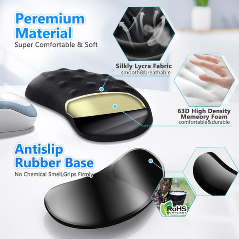 Gimars Mouse Wrist Rest, Ergonomic Memory Foam Mouse Pad with Massage Notes for Computer, Laptop, PC Gaming