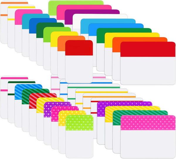 Jovitec 800 Pieces Sticky Index Tabs, 1 Inch and 2 Inch Writable Repositionable Color Tabs for Filing