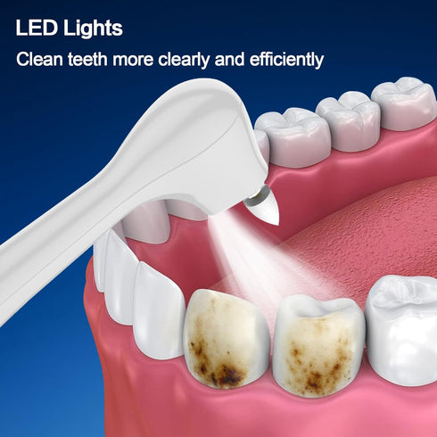 8 5 Tooth Polisher,Rechargeable Tooth Whitening Kit for Teeth Cleaning and Whitening, with Brush Heads, LED Light