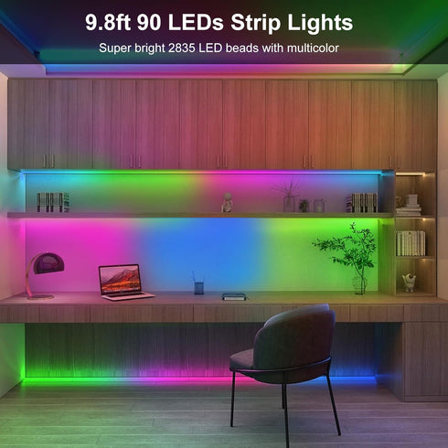 9.8ft 90 Dimmable, LED Strip Lights Battery Operated, LED Strip Lights with Remote Timer Waterproof Flexible Lights