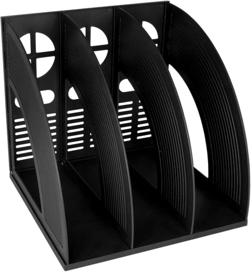 SAYEEC Magazine Holder, Sturdy Plastic File Folder Organizer Stand for Office, School, Home (Black)