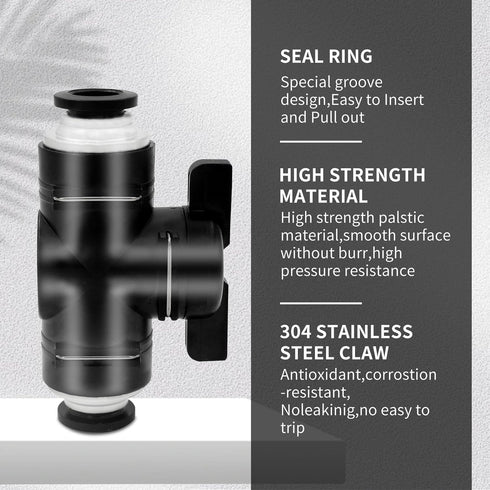 1/4 Push to Connect Ball Valve Union Air Flow Control Valve, Quick Connect Tube Fittings 3 Pack