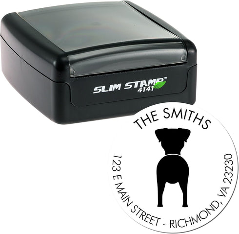 Customizable Modern Jack Russell Terrier Address Stamp - Pre-Inked Round Mail Stamper for Thank You Cards, Home Address