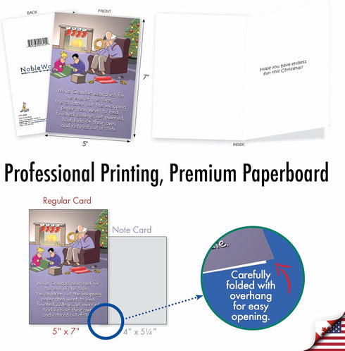 NobleWorks Funny Christmas Greeting Card, 5 x 7 Inch Envelope, Sticky Tape, 1 Card