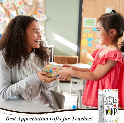 Skyygemm 2026 Supplies(20 Sets) Teacher Gifts Metal Bookmarks with Pencil Pendent Thank You Card Gift from Students