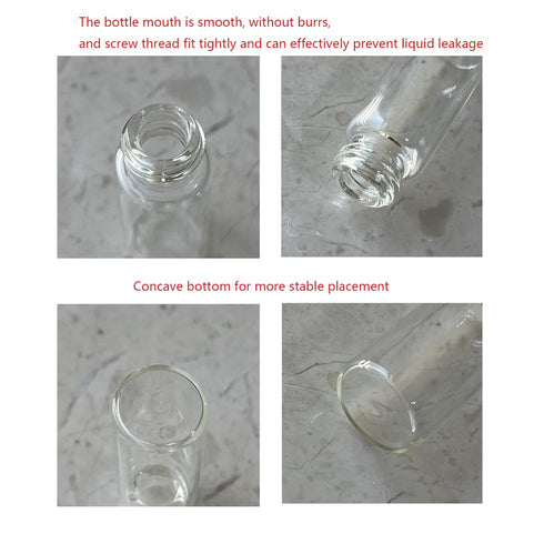 4ml Clear Glass Vials with Screw Caps and Plastic Stoppers, Leak-Proof Small Liquid Sample Vial, 12PCS
