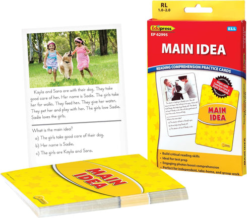 Edupress Reading Comprehension Practice Cards, Main Idea, Yellow Level (EP62995)