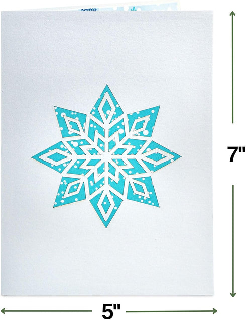 Paper Love 3D Snowflakes Pop Up Card - Gift for Winter, Christmas, 5" x 7" Cover with Envelope and Note Tag