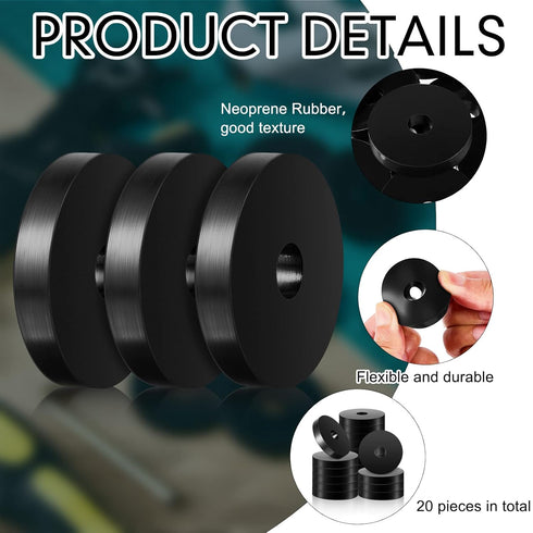 20 Pcs 1 1/2 Inch OD x 3/8 Inch ID x 1/4 Inch Thickness Rubber Spacer Flat Bushings Neoprene Washers