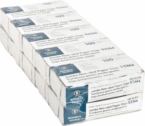 Business Source 53366 Jumbo Paper Clips, Nonskid, 1000/PK, Silver
