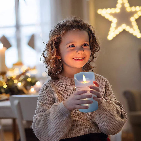 danip 3 11 24 Sky Blue LED Flameless Candle with Embedded Starlight String, LED Candles, Key Remote Control, Hour Timer