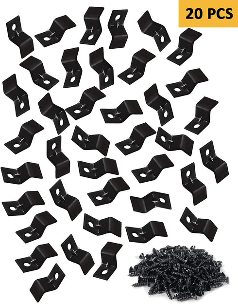 Table Top Fasteners, Z Clips for Table Tops, 20 Packs (Black)