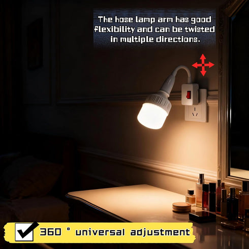 RyanDesign 2-Pack E26/E27 360 Light,Garage,Closet,and Bulb Socket Extension with On/Off Switch, Fully Flexible Neck