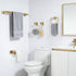 5-Pieces Set, 304 24.48 Inch Set Brushed Gold Bathroom Hardware SUS Stainless Steel Square Towel Bar with Towel Ring